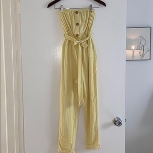 Forever21 Yellow Cotton Jumpsuit